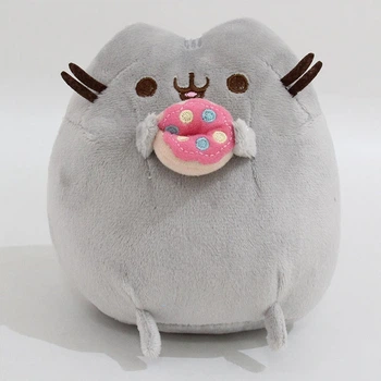 Плюшевая мягкая игрушка Кот Пушин с пончиком 15х15 см Pusheen Cat