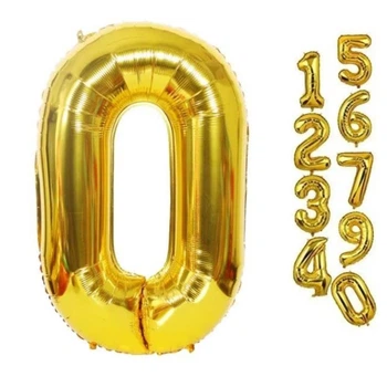 Фольгована Кулька Цифра 0 Золото 100 См
