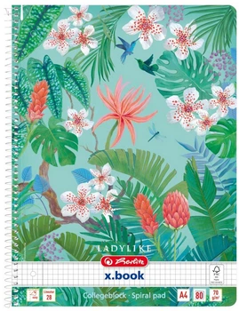 Блокнот Herlitz Ladylike Jungle А4 в клетку 80 листов (50044238J)