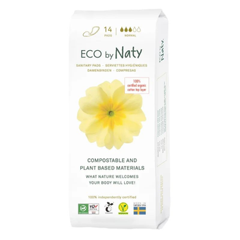 Гігієнічні прокладки Eco by Naty normal без крилець 3 краплі 14 шт 244671