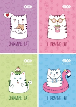 Записная книга блокнот ZiBi KIDS Line CHARMING CAT A6 40 л клетка (ZB.12140)