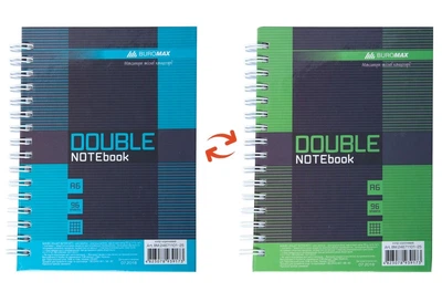 Записная книга блокнот Buromax DOUBLE A6 96 л клетка тверд.обл. коричневый (BM.24671101-25)