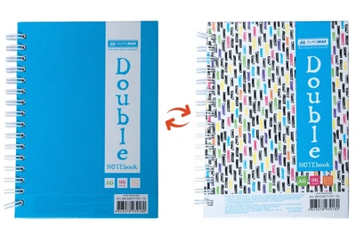 Записная книга блокнот Buromax DOUBLE A6 96 л клетка тверд.обл. на пружине голубой (BM.24671101-14)