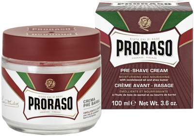 Proraso Odżywczy krem do golenia do sztywnego włosia z masłem shea i olejkiem z drzewa sandałowego 100 ml (8004395001224)