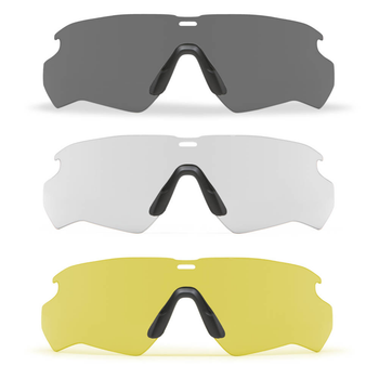 Баллистические, тактические очки ESS Crossblade со сменными линзами: Прозрачная/Smoke Gray/Hi-Def Yellow. Цвет оправы: Черный.
