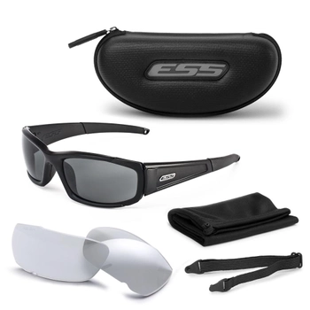 Балістичні, тактичні окуляри ESS CDI із лінзами: Прозора / Smoke Gray. Колір оправ: Чорний.