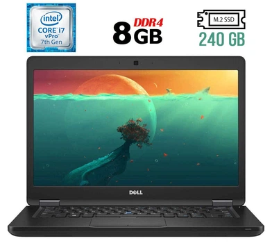 Ноутбук Dell Latitude 5480 / 14" TN / Intel Core i7-7600U (2(4) ядра по 2.8-3.9 GHz) / 8GB DDR4 / 240GB SSD M.2 / HD Graphics 620 / WebCam / USB 3.1 / HDMI / Win 11 б/у