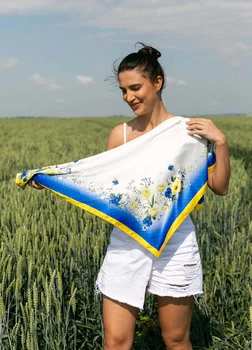 Хустка патріотична (атлас) 90х90 см (С90150-7)