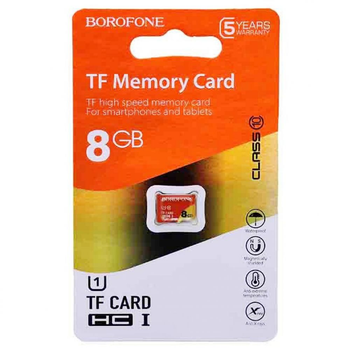 Карта Пам'яті Borofone MicroSDHC 8gb 10 Class Колір Помаранчевий