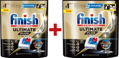 Набір капсул для миття посуду в посудомийних машинах Finish Ultimate Plus All in 1 45 + 25 шт (5908252010981/5908252010721)