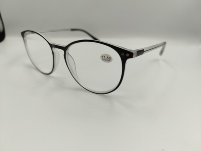 Круглі чорні окуляри для зору, готові окуляри, окуляри для читання , окуляри з діоптріями +4.0