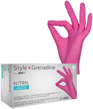 Рукавички нітрилові Ampri Style Grenadine неопудрені Размер XS 100 шт Пурпурні (4044941012452)