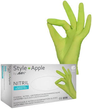 Перчатки нитриловые Ampri Style Apple неопудренные Размер XS 100 шт Зеленые (4044941008516)