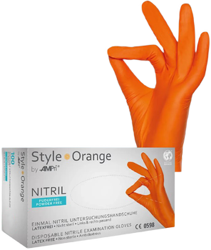 Перчатки нитриловые Ampri Style Orange неопудренные Размер M 100 шт Оранжевые (4044941008738)