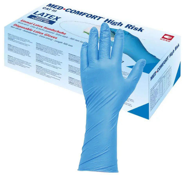 Рукавички латексні Ampri Med Comfort High Risk неопудрені Размер M 50 шт Темно-сині (4044941720562)