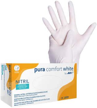 Перчатки нитриловые Ampri Puracomfort White неопудренные Размер S 100 шт Белые (404494941009803)