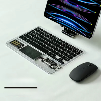 Беспроводной комплект, ультратонкая клавиатура с тачпадом и RGB подсветкой + мышь, + коврик в подарок (black)