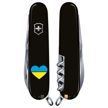 Нож Victorinox Climber Ukraine Black "Серце жовто-блакитне" (1.3703.3_T1090u)