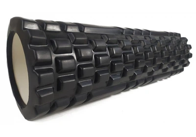 Массажный ролик 45 см роллер для фитнеса, йоги EasyFit Grid Roller v.2.1 Черный (МФР валик для массажа всего тела: рук, ног, спины, шеи)
