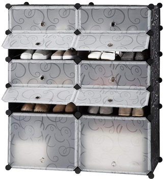Шкаф HCX складной пластиковый для обуви Storage Cabinet «А2-5С» Черный (A25C)