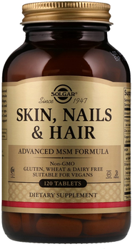 Натуральна добавка Solgar Skin, Nails & Hair Покращена формула з МСМ для шкіри, нігтів і волосся 120 таблеток (033984017368)