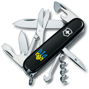 Нож Victorinox Climber Ukraine Black "Тризуб Жовто-Блакитний" (1.3703.3_T0016u)