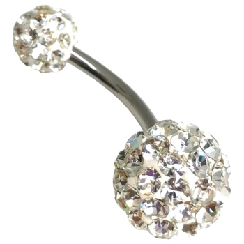 Серьга для пирсинга пупка Shine из медицинской стали "Шамбала" 2 шарика,прозрачные