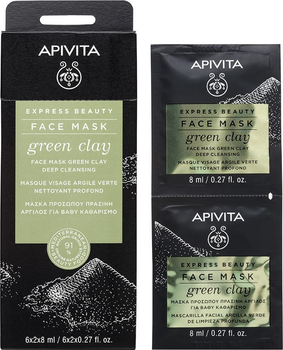 Apivita Express Beauty Maseczka do twarzy z zieloną glinką Głęboko oczyszczająca 2 szt x 8 ml (5201279072193)