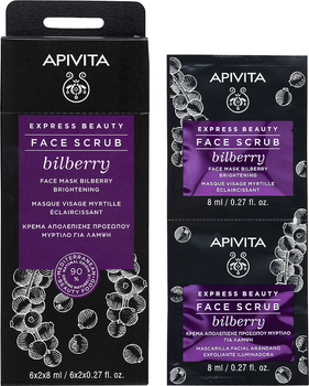 Peeling do twarzy Apivita Express Beauty z borówką Rozjaśnienie 2 szt x 8 ml (5201279072209)