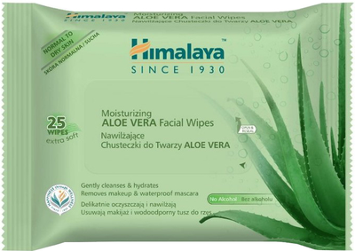 Серветки для обличчя Himalaya Aloe Vera Moisturizing Facial Wipes Зволожувальні з алое вера 25 шт (6297000713199)