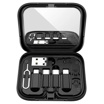 Набор адаптеров Hoco U114 Treasure box storage charging data cable set Black