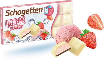Немецкий шоколад Schogetten Freeze Me Erdbeer с клубничным мороженым 100 грамм
