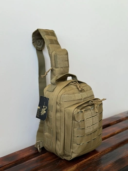 Однолямковий міський рюкзак барсетка сумка слінг SILVER із системою molle на 9 л Койот (silver-003-coyote)