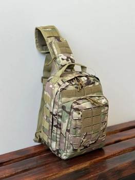 Однолямковий міський рюкзак барсетка сумка слінг SILVER із системою molle на 9 л Мультикам (silver-003-multicam)