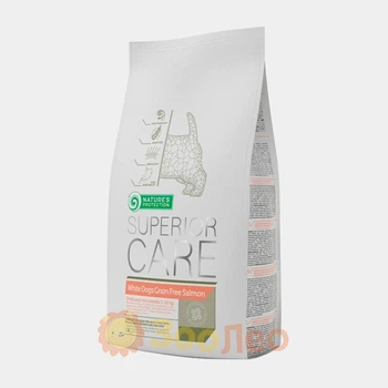 Сухой беззерновой корм Nature's Protection Superior Care White Dogs Grain Free Adult Small and Mini Breeds, для взрослых собак малых пород с белой шерстью, с лососем, 17 кг