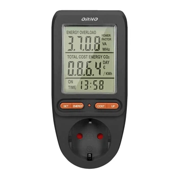 Энергометр (ватметр) с LCD дисплеем OR-WAT-435(GS)/B Черный ORNO