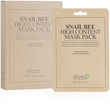 Маска с высоким содержанием муцина улитки и пчелиным ядом - Benton Snail Bee High Content Mask Pack 1x20g (410149-119481)