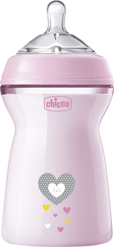Пляшка для годування пластикова Chicco Natural Feeling Color 330 мл 6 м + Рожева (81335.10) (8058664153749)