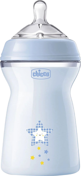 Пляшка для годування Chicco Natural Feeling Color пластикова 330 мл 6 м + Блакитна (81335.20)