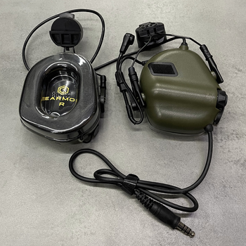 Навушники тактичні Earmor M32H, активні, з кріпленням на шолом і знімним мікрофоном, NRR 22, колір Олива
