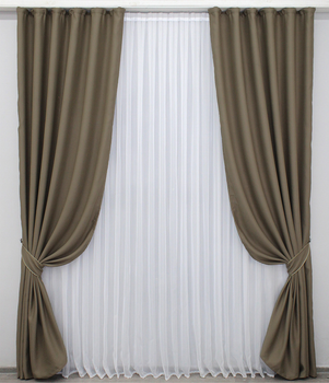 Комплект штор VR-Textil блекаут Bagema Rvs №1239ш Молочний шоколад 150х270 см 2 шт (33-0061)