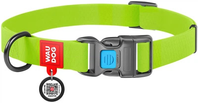 Нашийник для собак водостійкий WAUDOG Waterproof c QR паспортом пластикова пряжка-фастекс Ш 25 мм Дов 34-49 см Салатовий (27725Collar)
