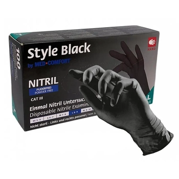Витриловые перчатки (чёрные) Med-Comfort M 100шт