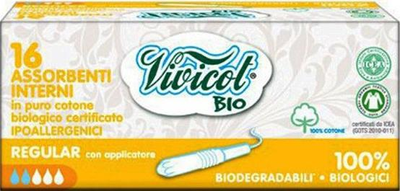 Tampony z aplikatorem Vivicot Bio Regular 16 sztuk (8032738360844)