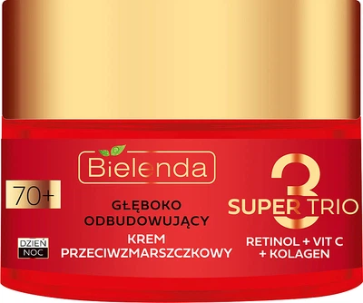 Глубоко восстанавливающий крем для лица против морщин 70+ - Bielenda Super Trio Retinol + Vit C + Kolagen 50ml (1135306-106855)