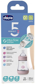 Пляшка пласт. Chicco "PERFECT 5" 150мл.соска силік від 0 місяців повільний потік (дівч) 20211.10.40