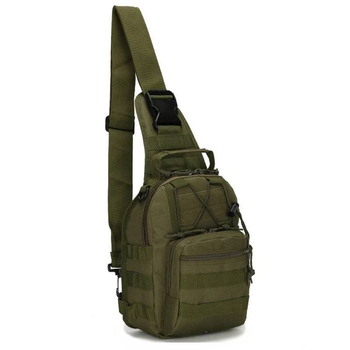 Тактическая военная сумка через плече зеленая 18 х 13 х 28 см