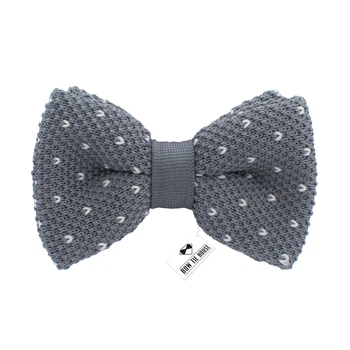 Метелик Bow Tie House в'язаний сірий в білу гачку 09607