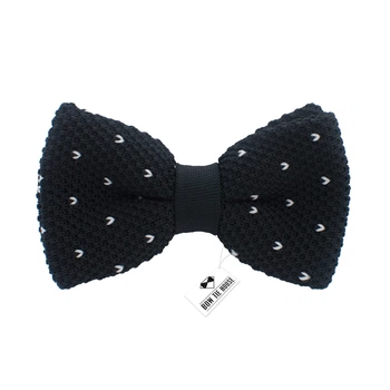 Метелик Bow Tie House в'язаний чорний у білу гачку 02320