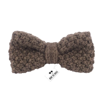 Метелик Bow Tie House в'язаний коричневий твідовий - пишний 09876